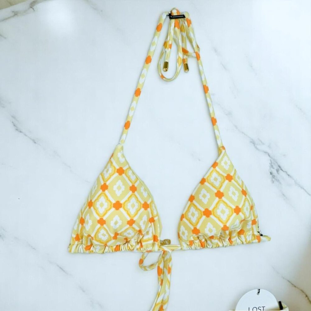 NWT Lost and Wander Santorini Sun Triangle Bikini Set Yellow Orange Swimsuit - Picture 3 of 8